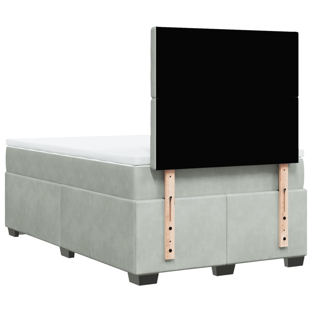 Sommier à lattes de lit et matelas gris clair 120x190cm velours - XIOS