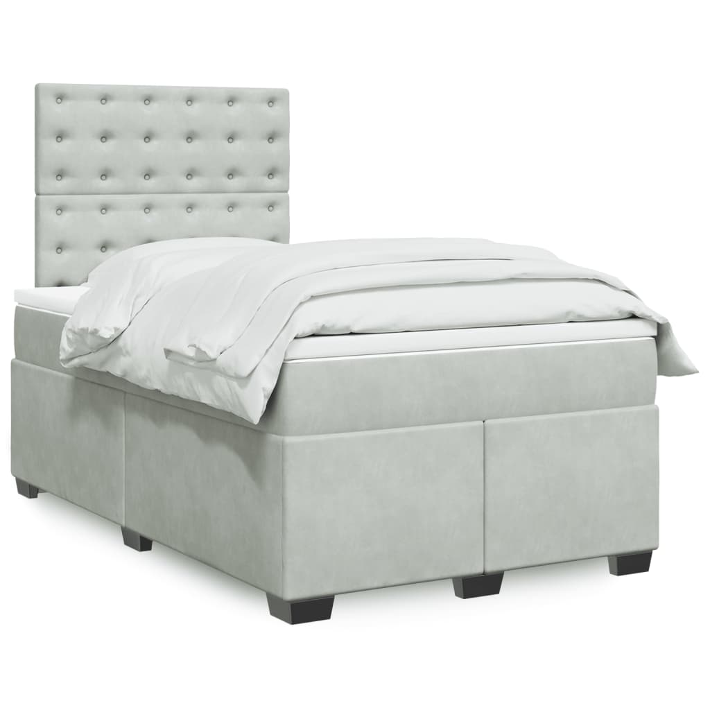 Sommier à lattes de lit et matelas gris clair 120x190cm velours - XIOS