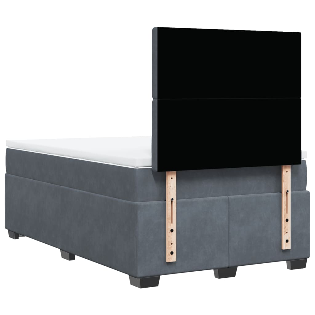 Sommier à lattes de lit et matelas gris foncé 120x190cm velours - XIOS