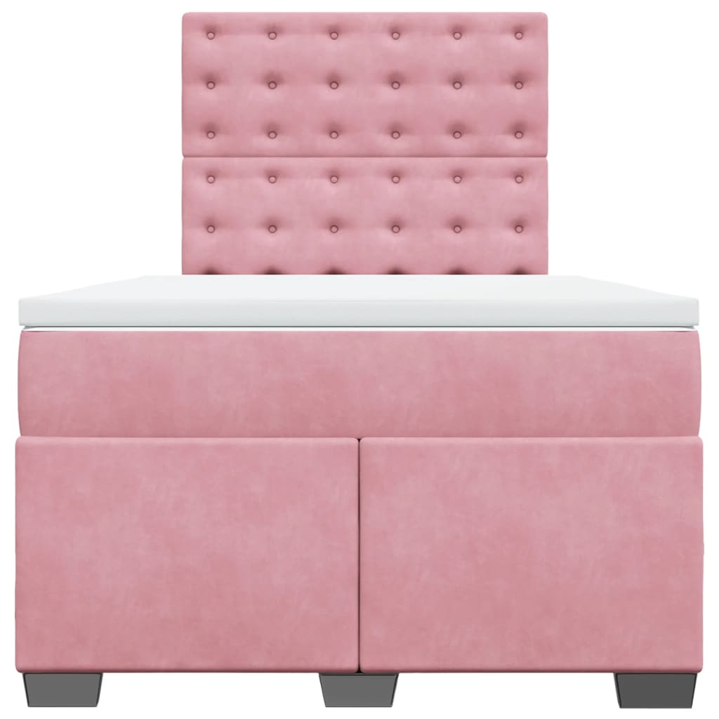 Sommier à lattes de lit avec matelas rose 120x190 cm velours - XIOS