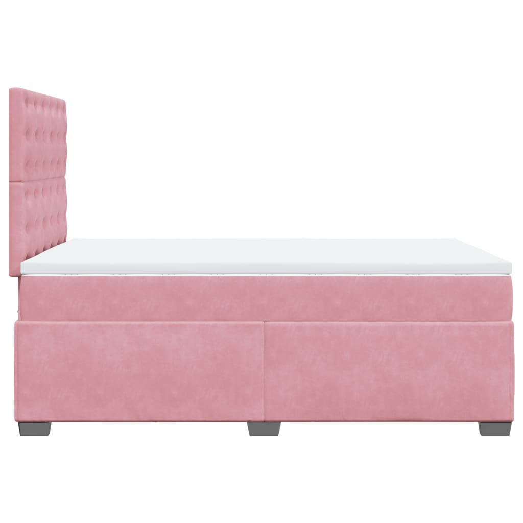 Sommier à lattes de lit avec matelas rose 120x190 cm velours - XIOS