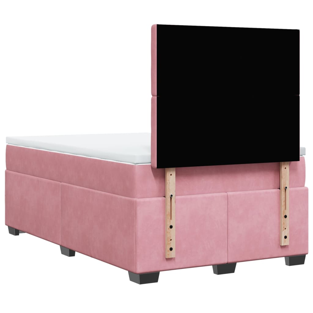 Sommier à lattes de lit avec matelas rose 120x190 cm velours - XIOS