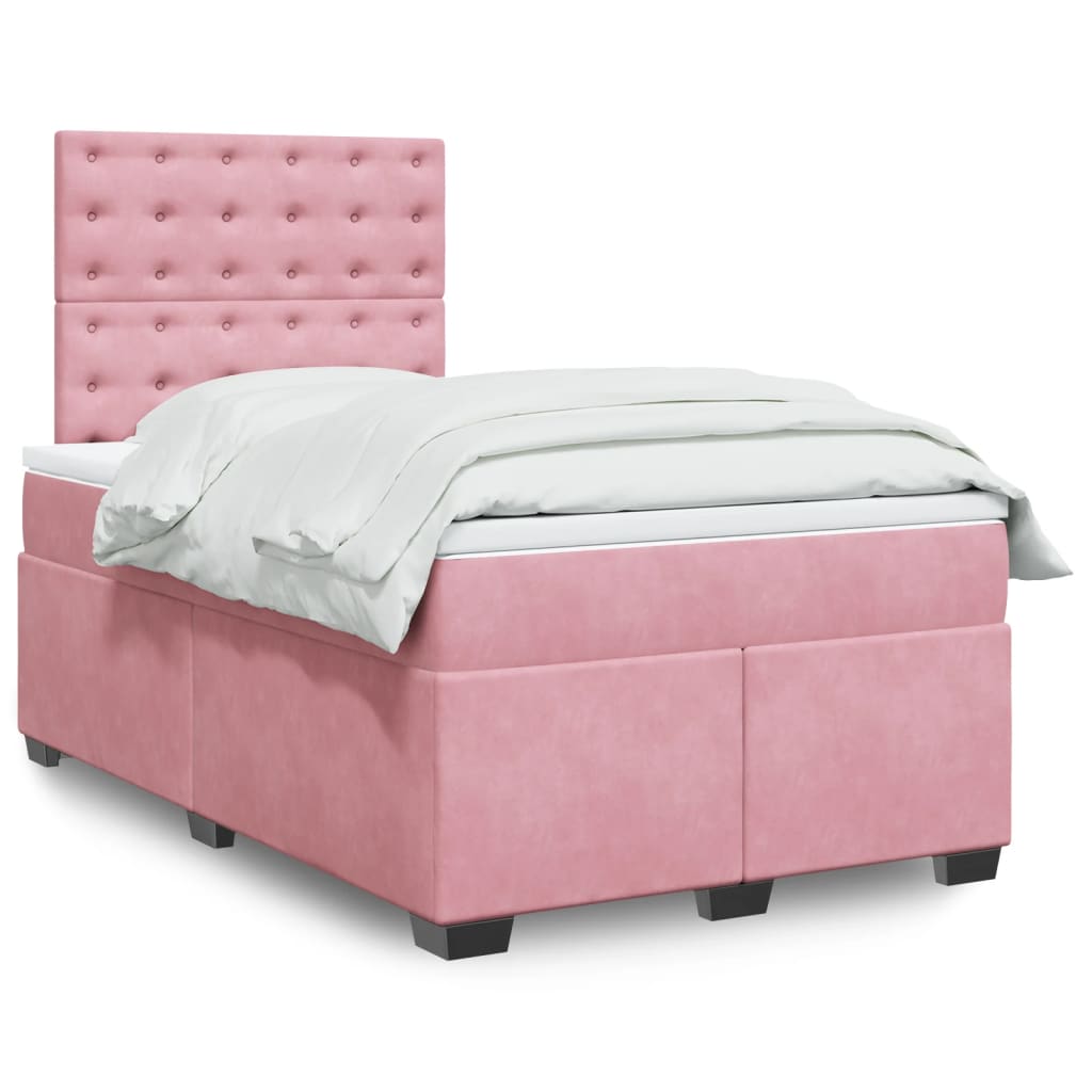 Sommier à lattes de lit avec matelas rose 120x190 cm velours - XIOS