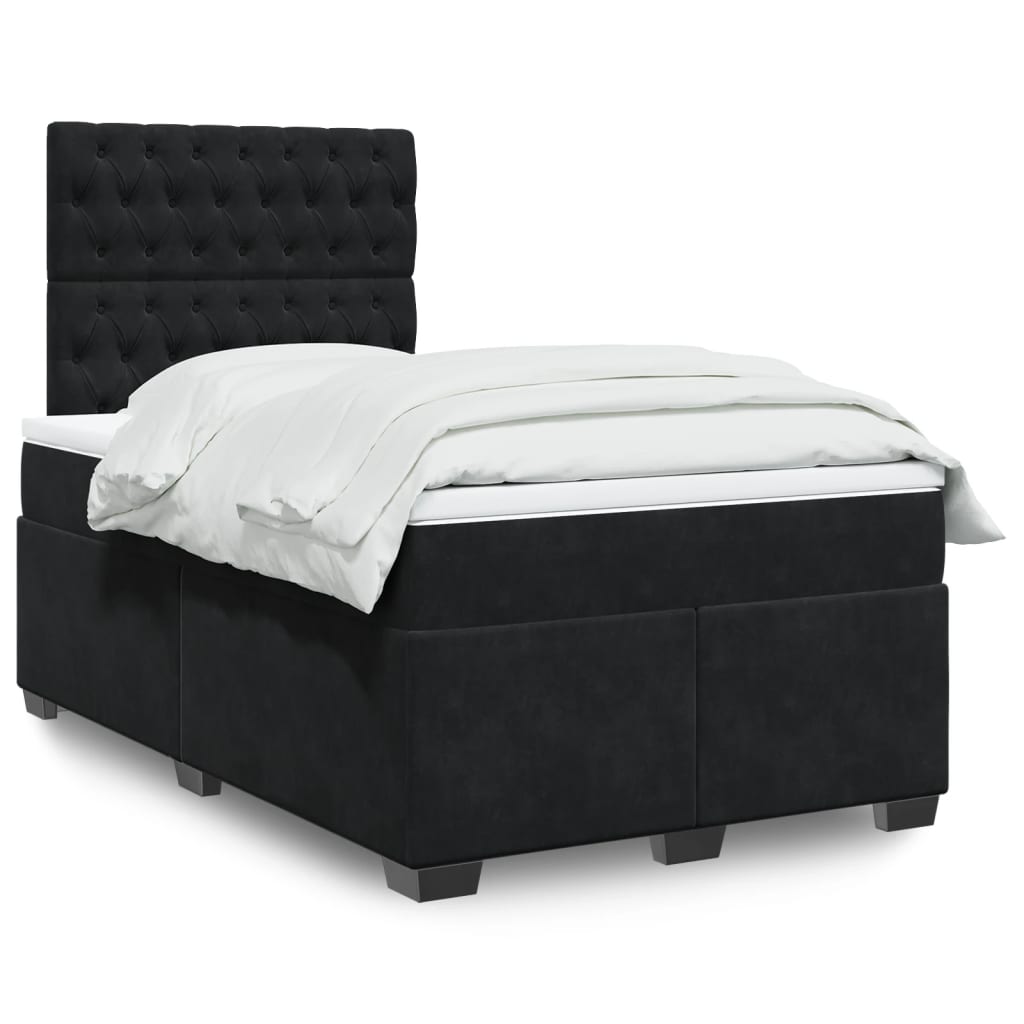 Sommier à lattes de lit avec matelas Noir 120x200 cm Velours - XIOS