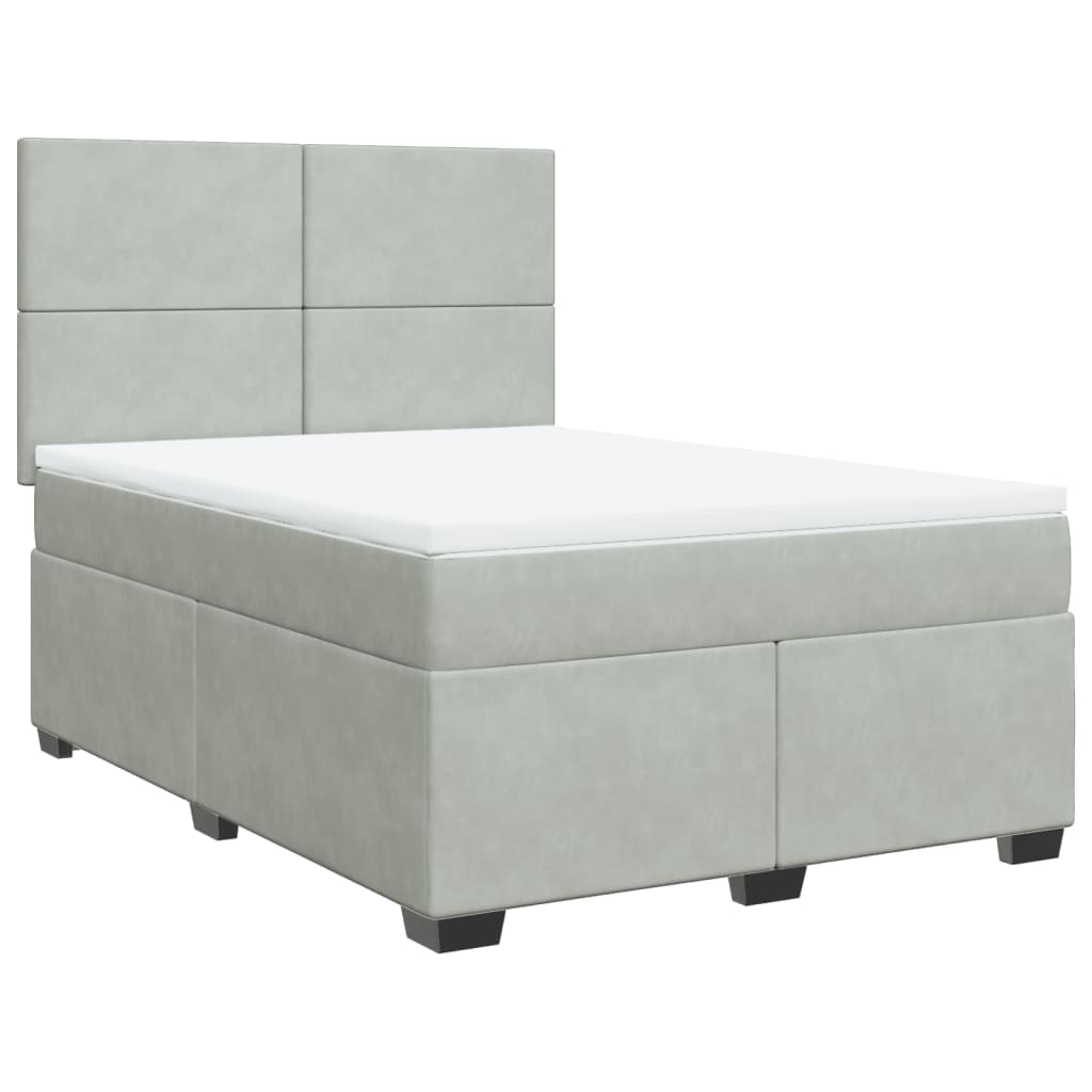 Sommier à lattes de lit et matelas Gris clair 140x190cm Velours - XIOS
