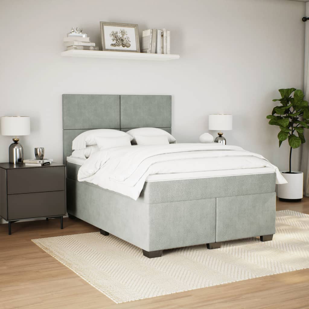 Sommier à lattes de lit et matelas Gris clair 140x190cm Velours - XIOS