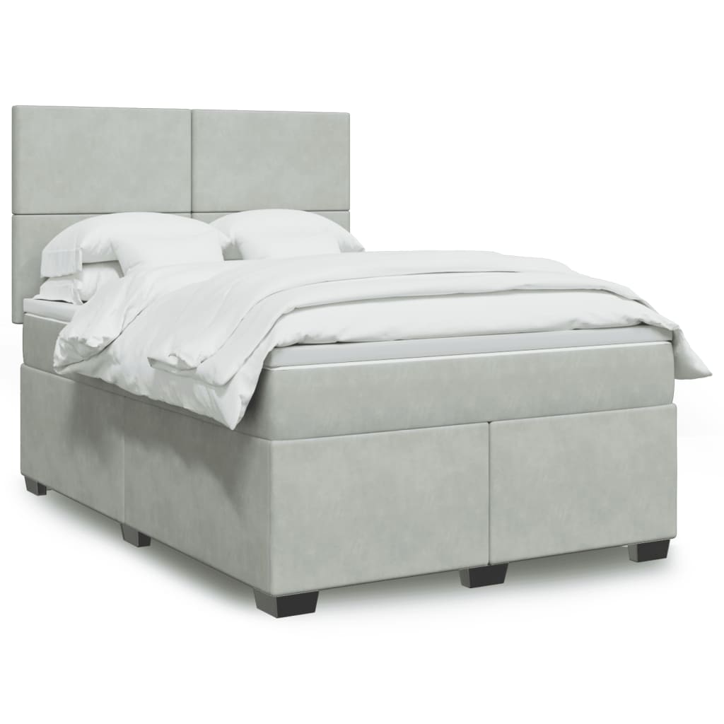 Sommier à lattes de lit et matelas Gris clair 140x190cm Velours - XIOS