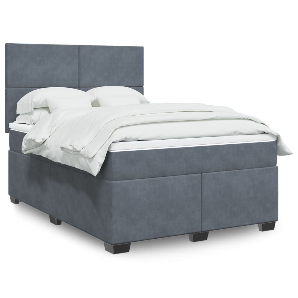 Sommier à lattes de lit et matelas Gris foncé 140x190cm Velours - XIOS