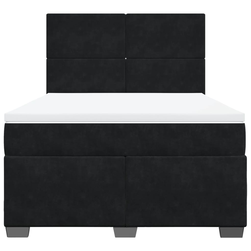 Sommier à lattes de lit avec matelas Noir 140x190 cm Velours - XIOS