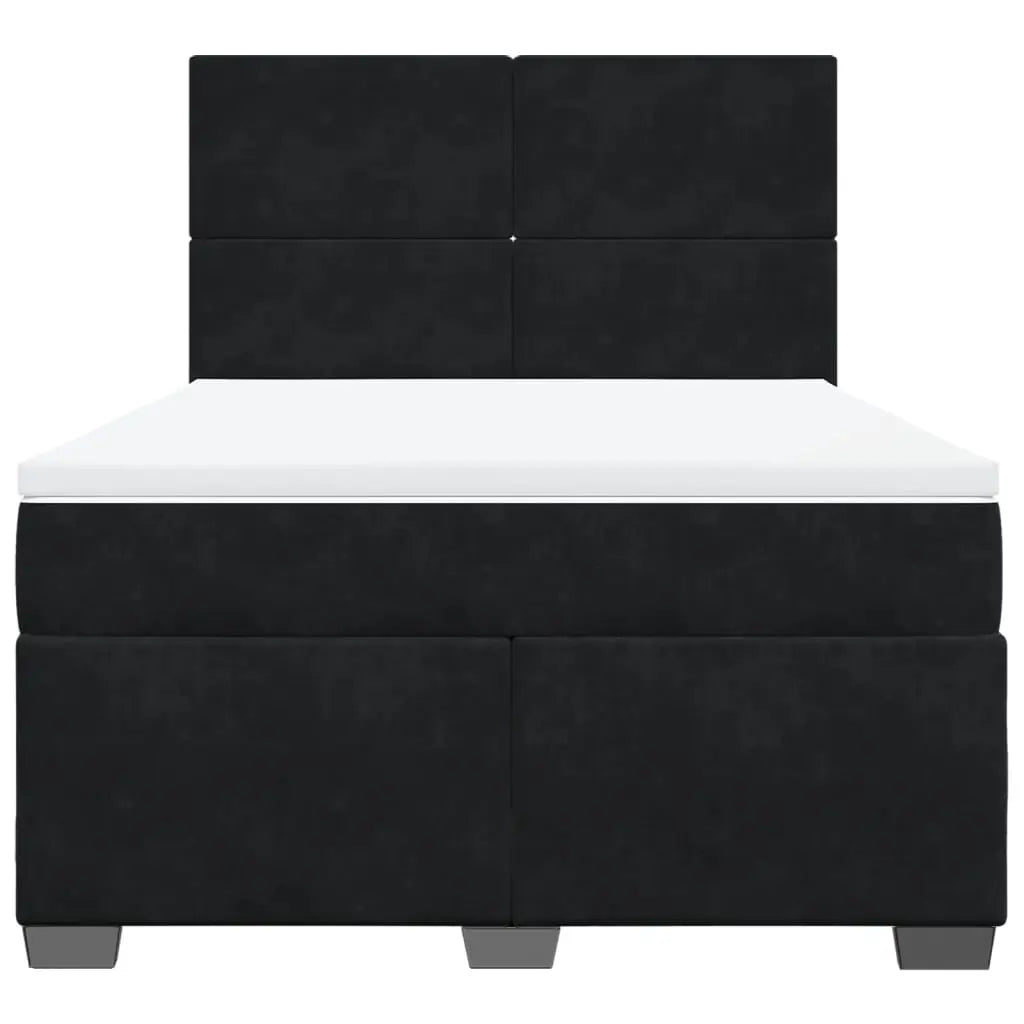 Sommier à lattes de lit avec matelas Noir 140x190 cm Velours - XIOS