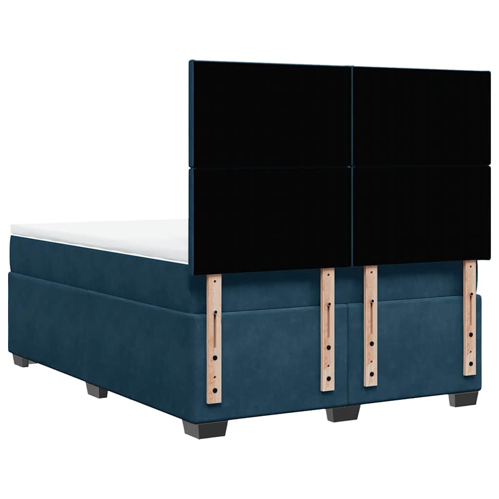 Sommier à lattes de lit et matelas bleu 140x190 cm velours - XIOS