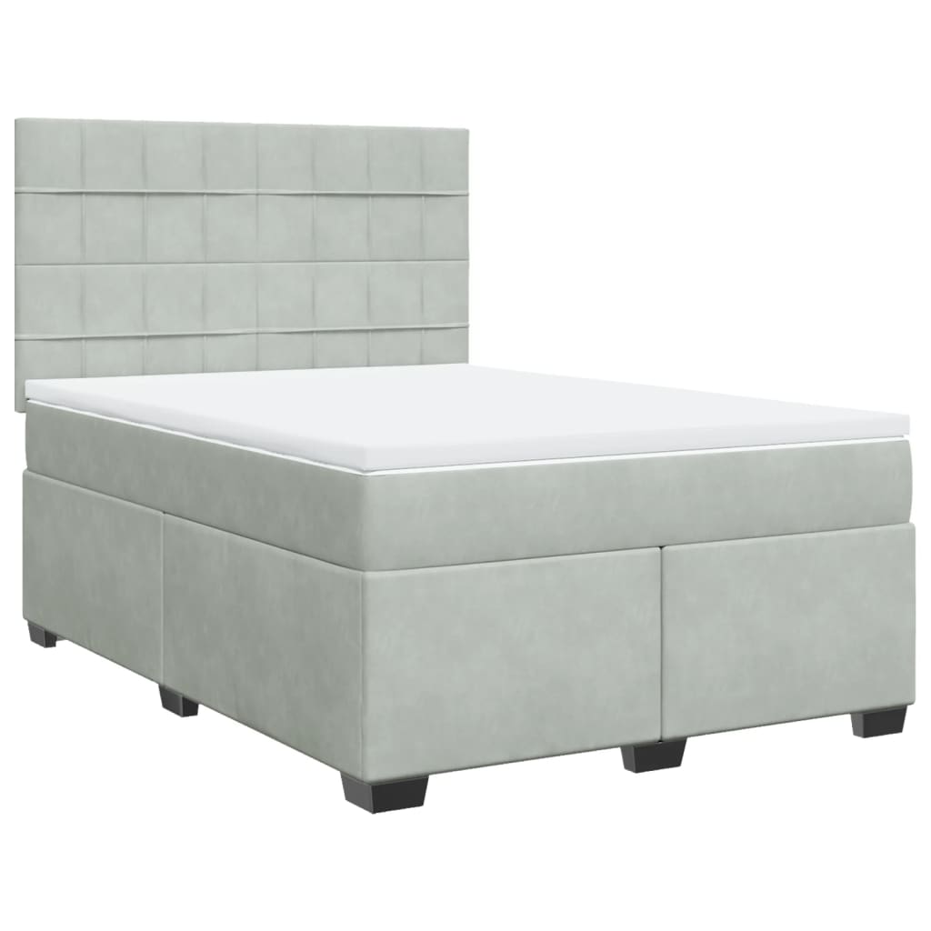 Sommier à lattes de lit et matelas Gris clair 140x190cm Velours - XIOS