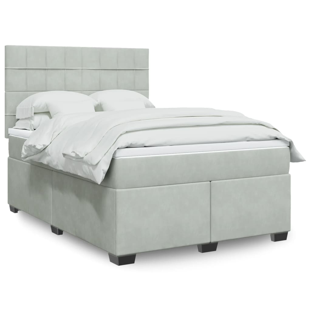 Sommier à lattes de lit et matelas Gris clair 140x190cm Velours - XIOS