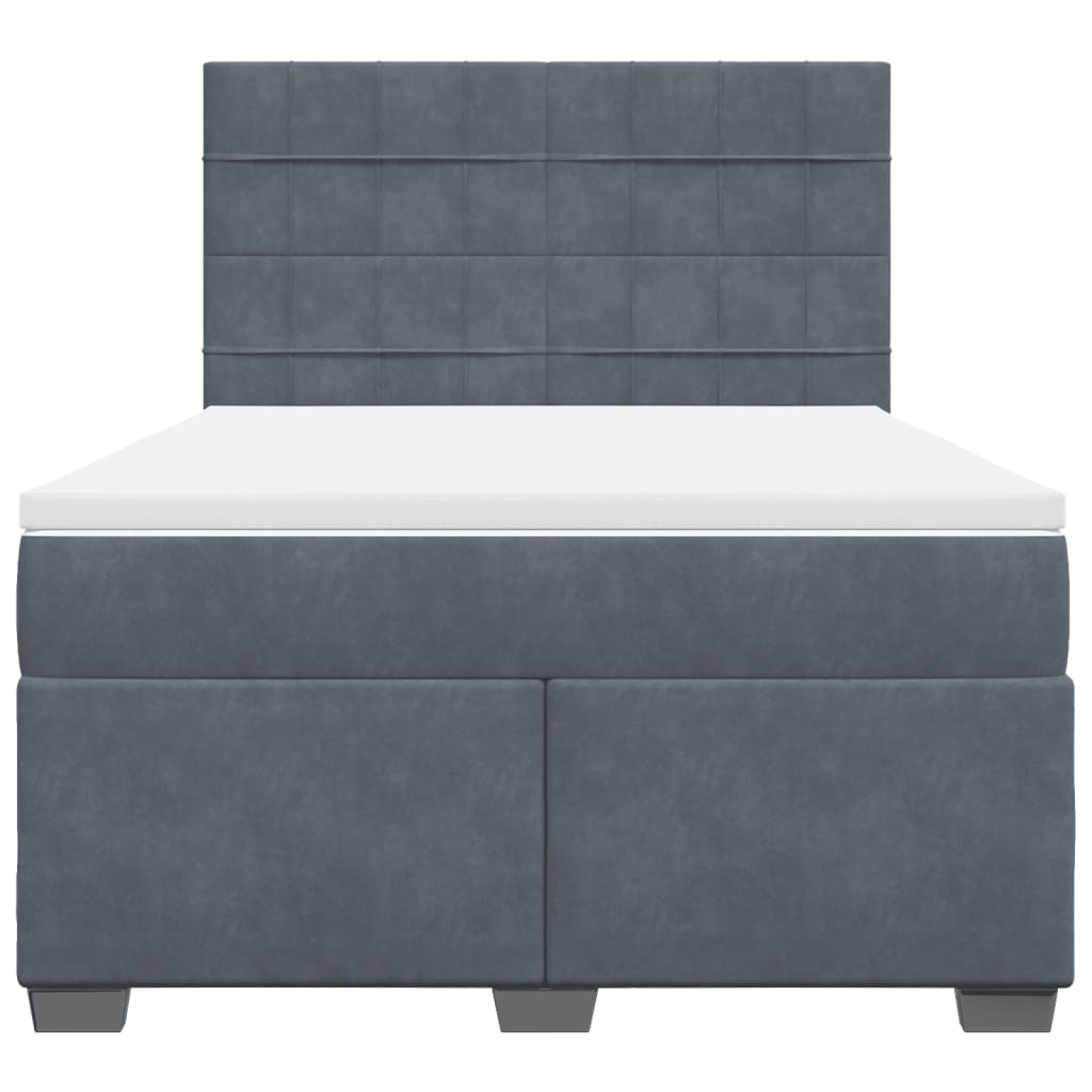 Sommier à lattes de lit et matelas Gris foncé 140x190cm Velours - XIOS