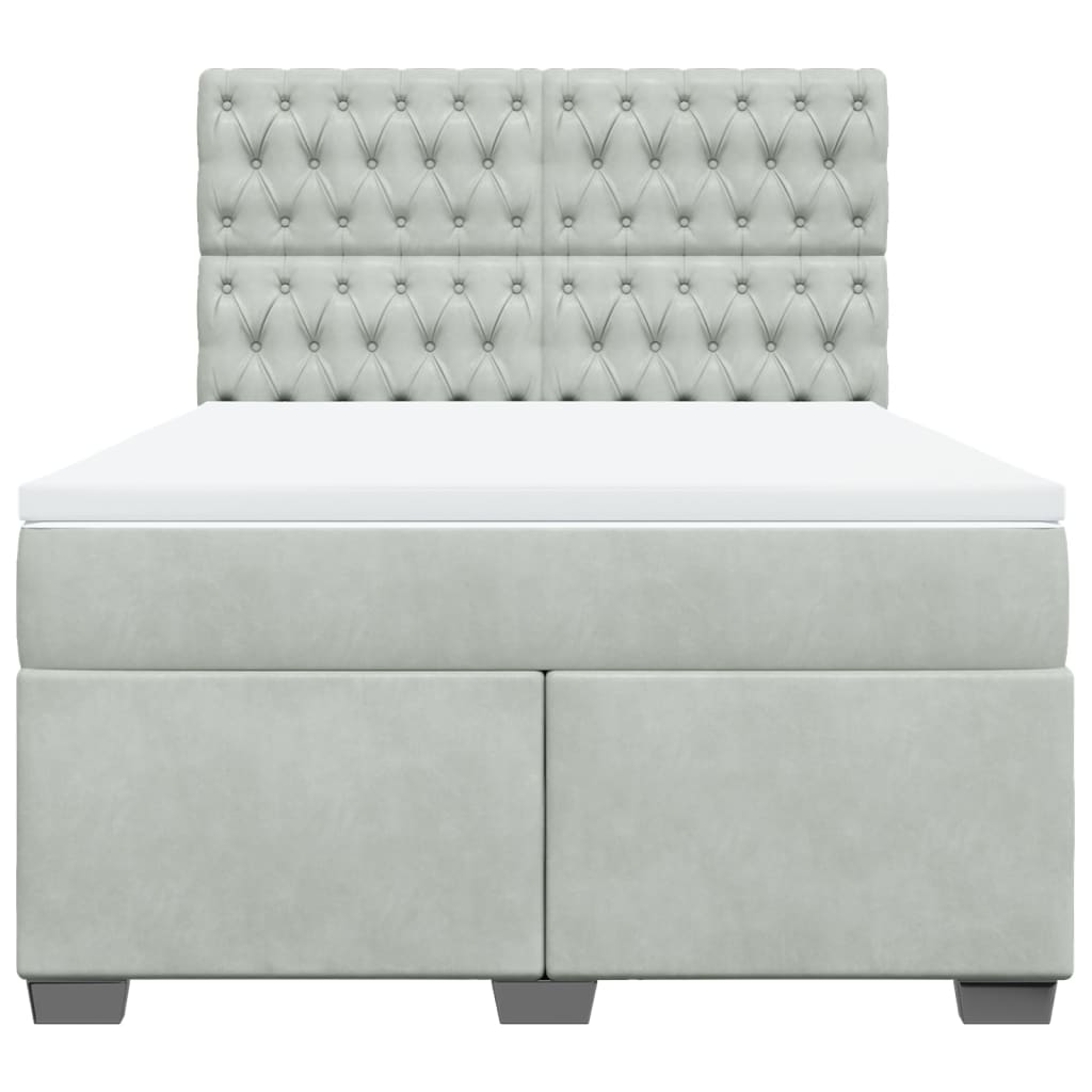 Sommier à lattes de lit et matelas Gris clair 140x190cm Velours - XIOS