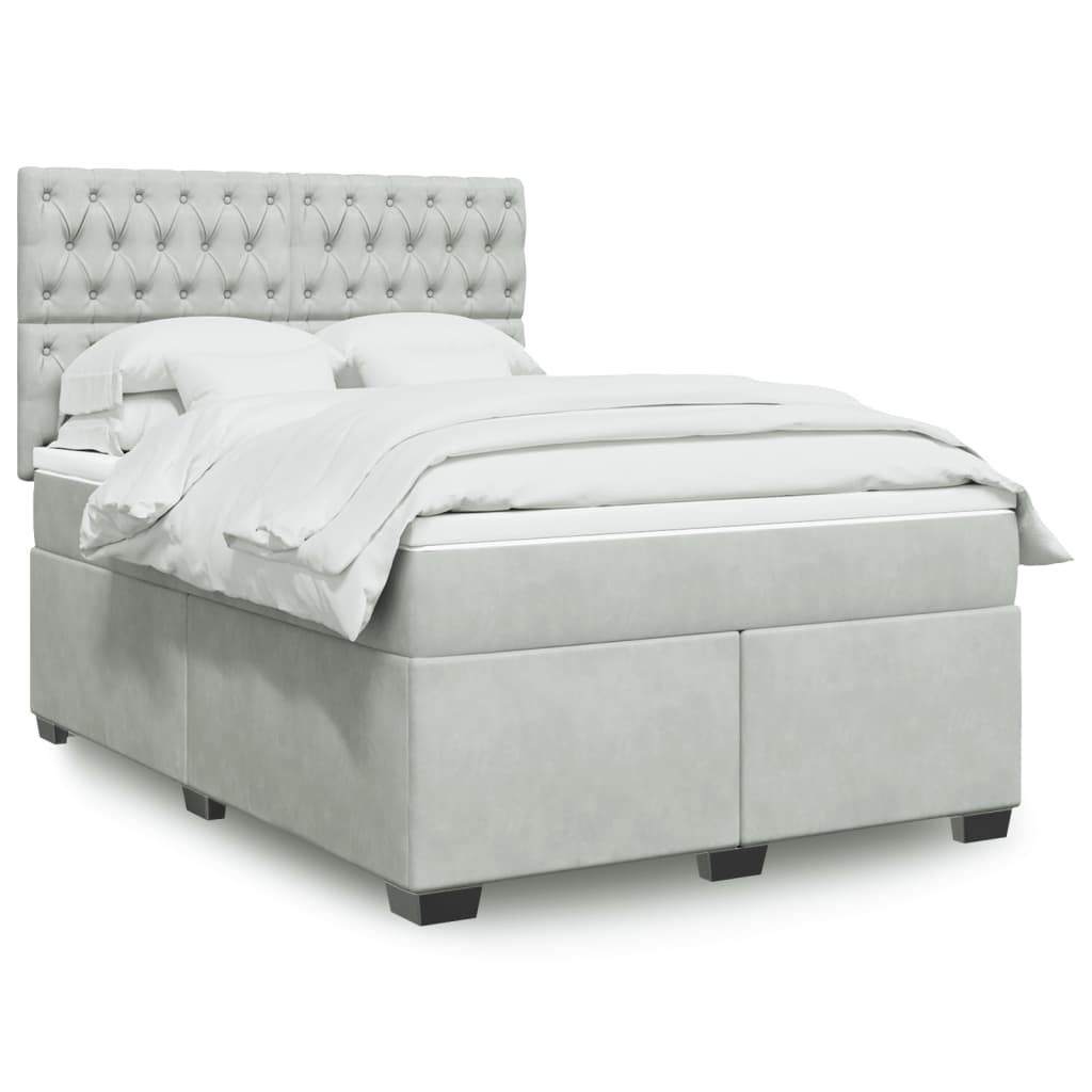 Sommier à lattes de lit et matelas Gris clair 140x190cm Velours - XIOS