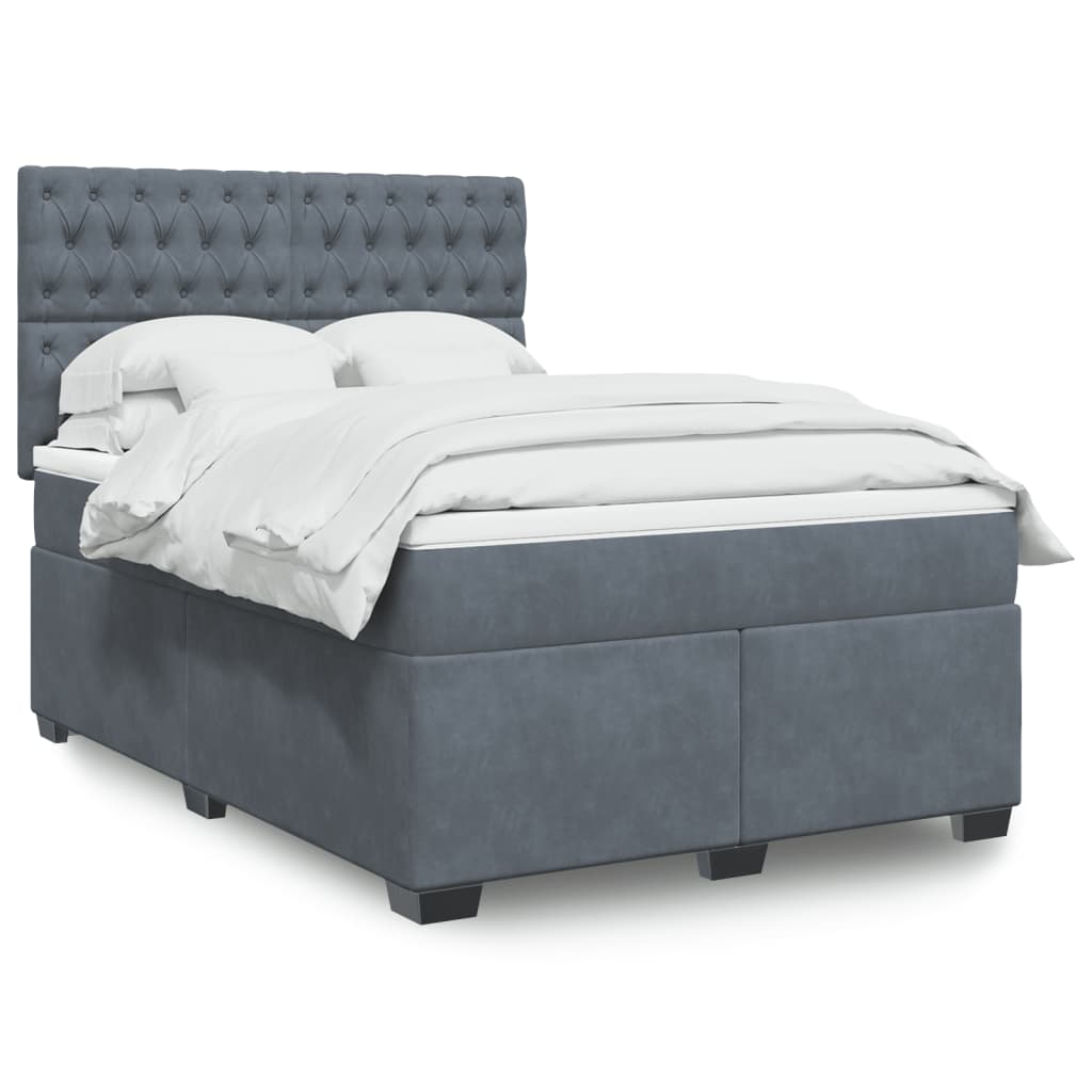 Sommier à lattes de lit et matelas Gris foncé 140x190cm Velours - XIOS