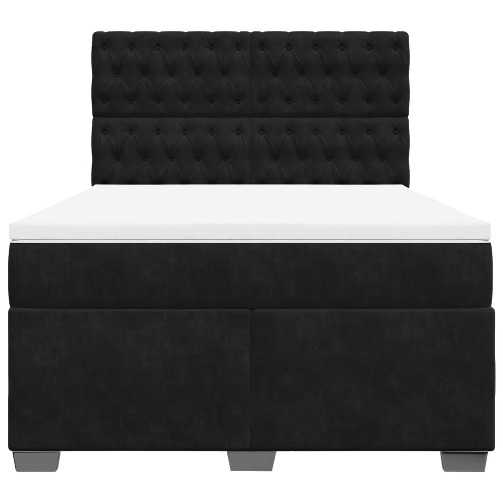 Sommier à lattes de lit avec matelas Noir 140x190 cm Velours - XIOS