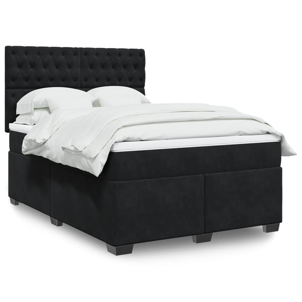 Sommier à lattes de lit avec matelas Noir 140x190 cm Velours - XIOS