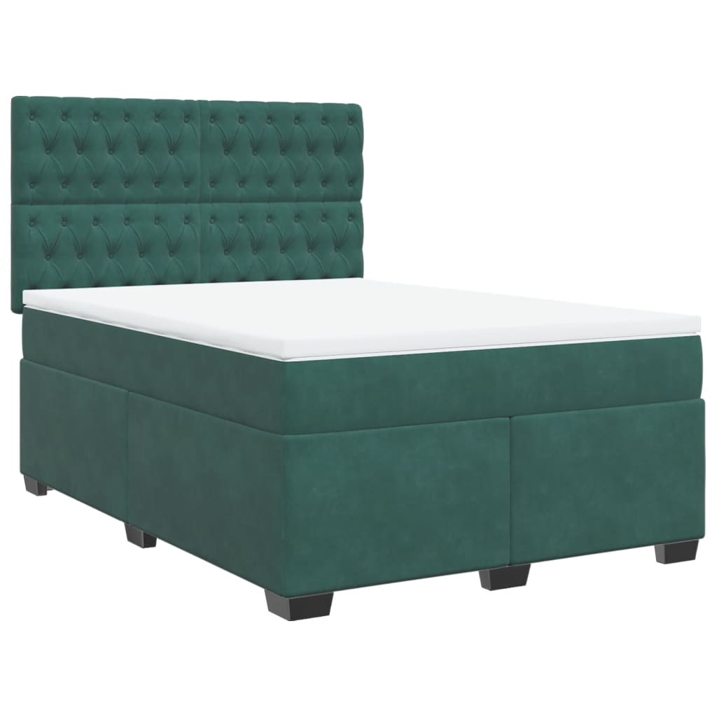 Sommier à lattes de lit et matelas Vert foncé 140x190cm Velours - XIOS