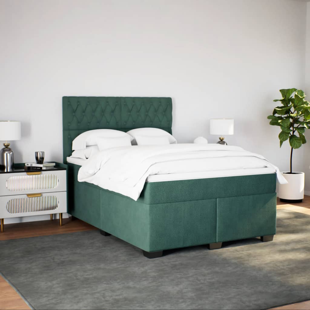 Sommier à lattes de lit et matelas Vert foncé 140x190cm Velours - XIOS