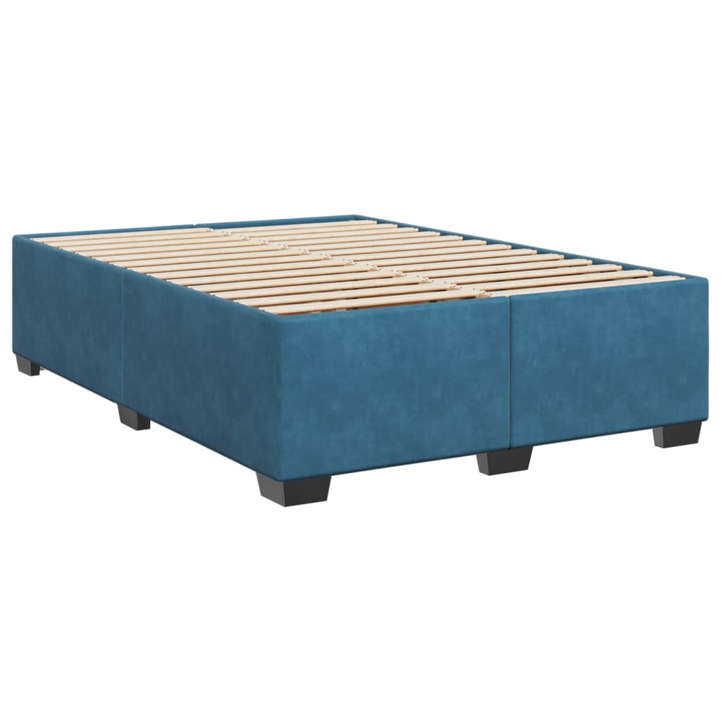 Sommier à lattes de lit et matelas bleu 140x190 cm velours - XIOS