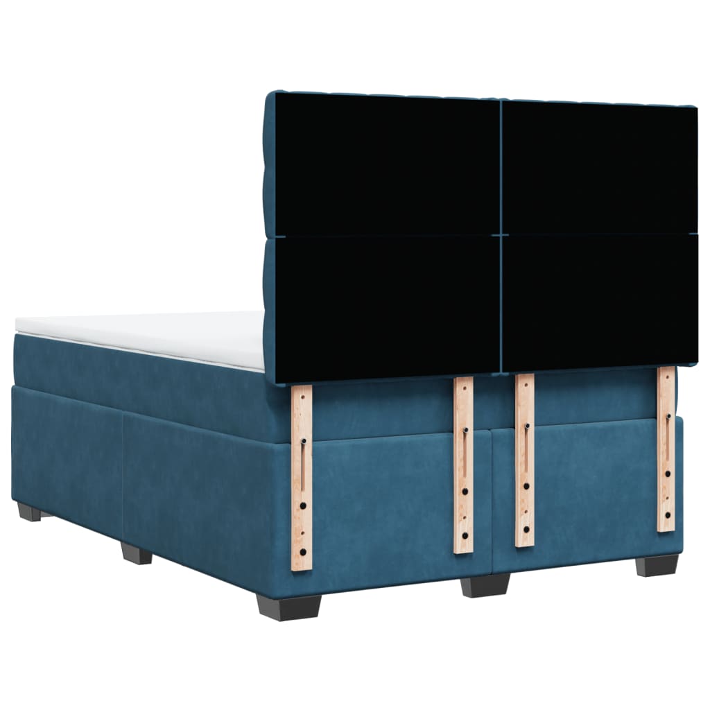 Sommier à lattes de lit et matelas bleu 140x190 cm velours - XIOS