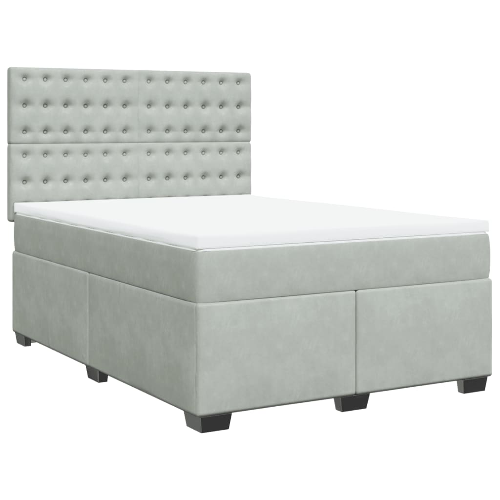 Sommier à lattes de lit et matelas Gris clair 140x190cm Velours - XIOS