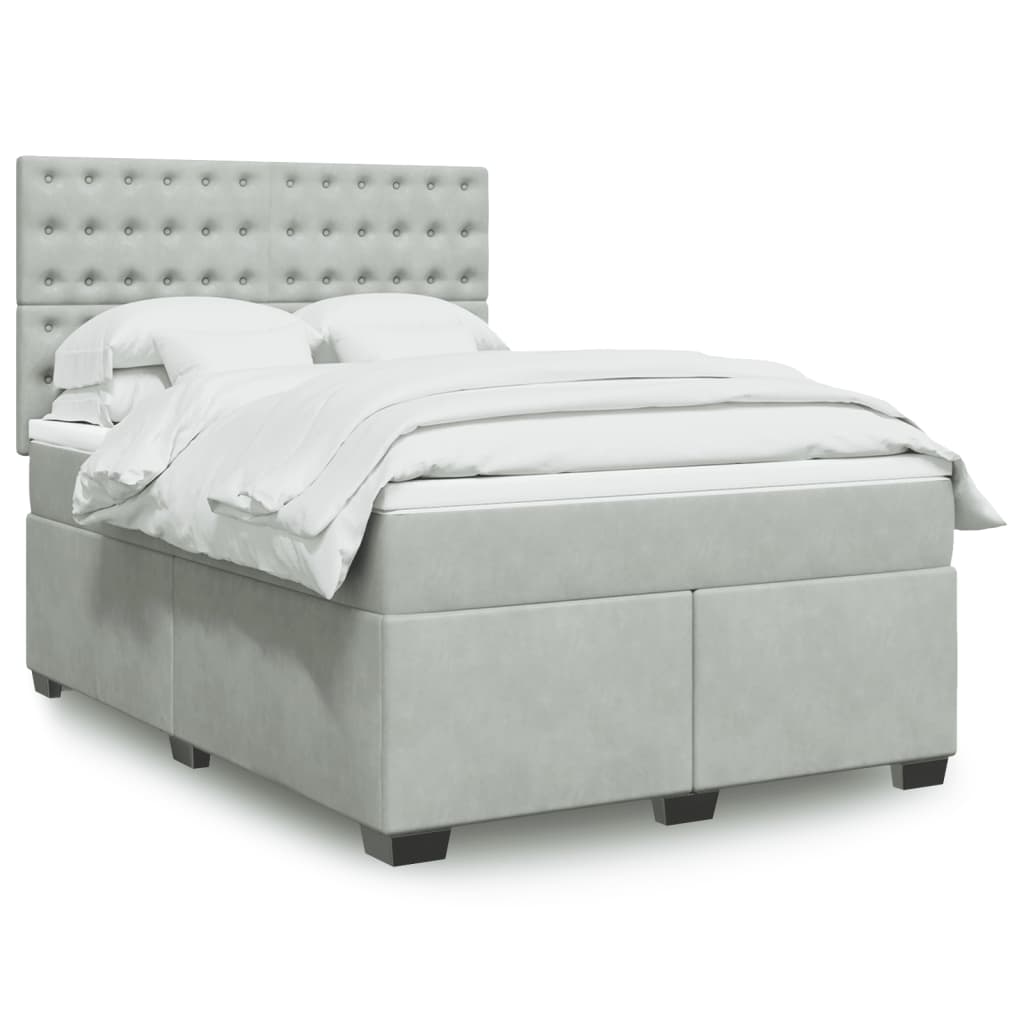 Sommier à lattes de lit et matelas Gris clair 140x190cm Velours - XIOS