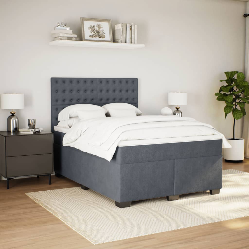 Sommier à lattes de lit et matelas Gris foncé 140x190cm Velours - XIOS
