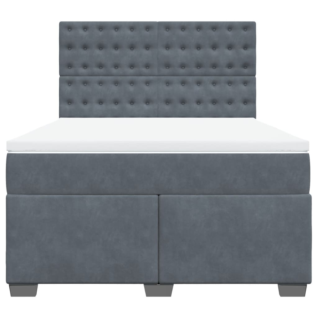 Sommier à lattes de lit et matelas Gris foncé 140x190cm Velours - XIOS