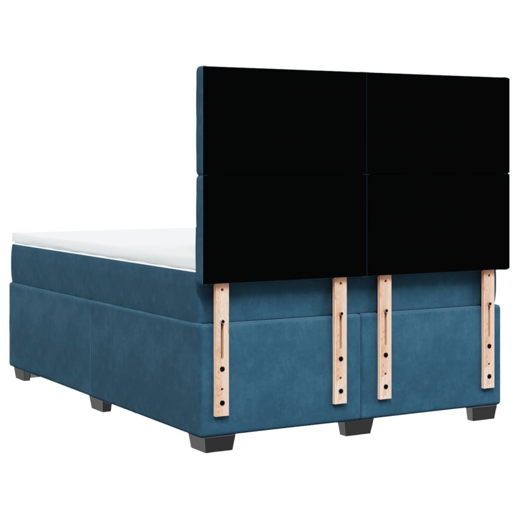 Sommier à lattes de lit et matelas bleu 140x190 cm velours - XIOS