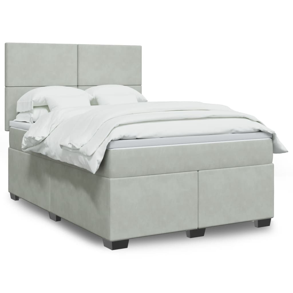 Sommier à lattes de lit et matelas Gris clair 140x200cm Velours - XIOS