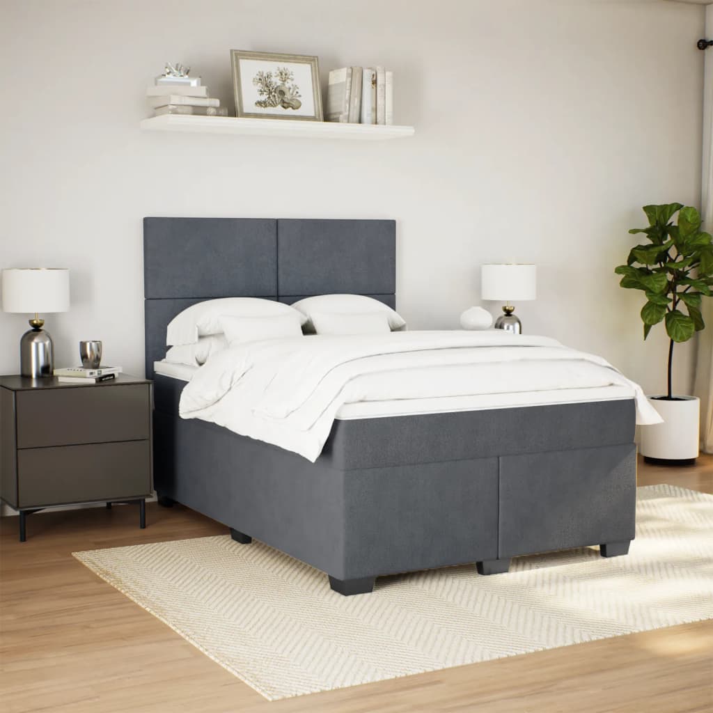 Sommier à lattes de lit et matelas Gris foncé 140x200cm Velours - XIOS