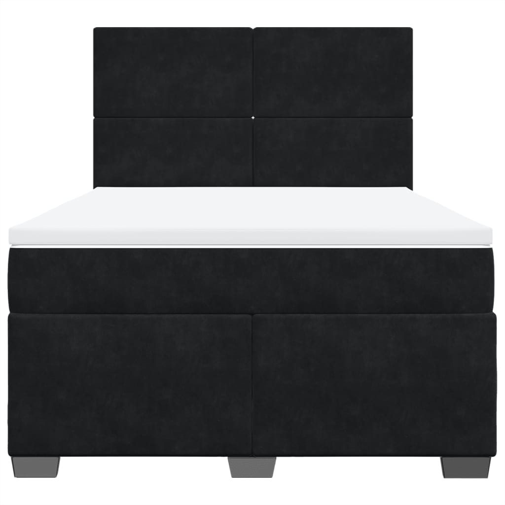 Sommier à lattes de lit avec matelas Noir 140x200 cm Velours - XIOS