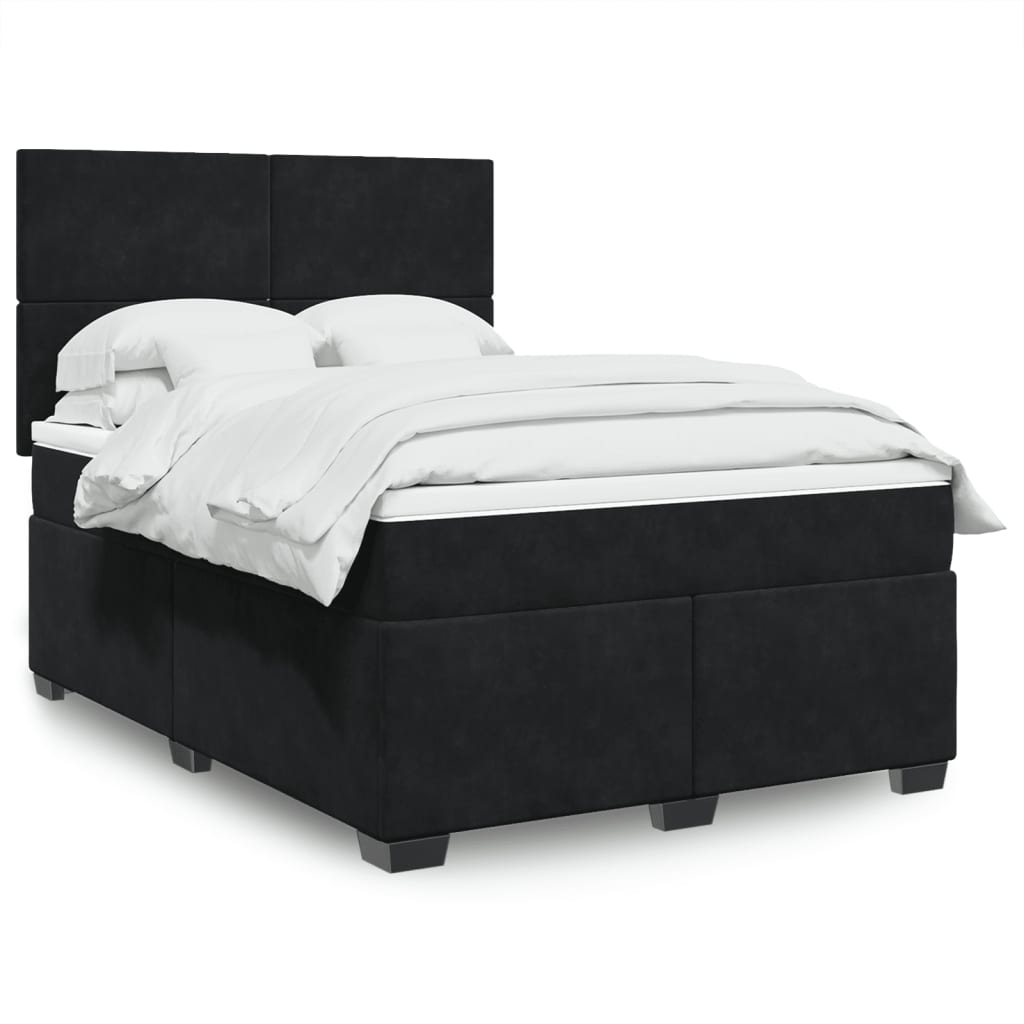 Sommier à lattes de lit avec matelas Noir 140x200 cm Velours - XIOS