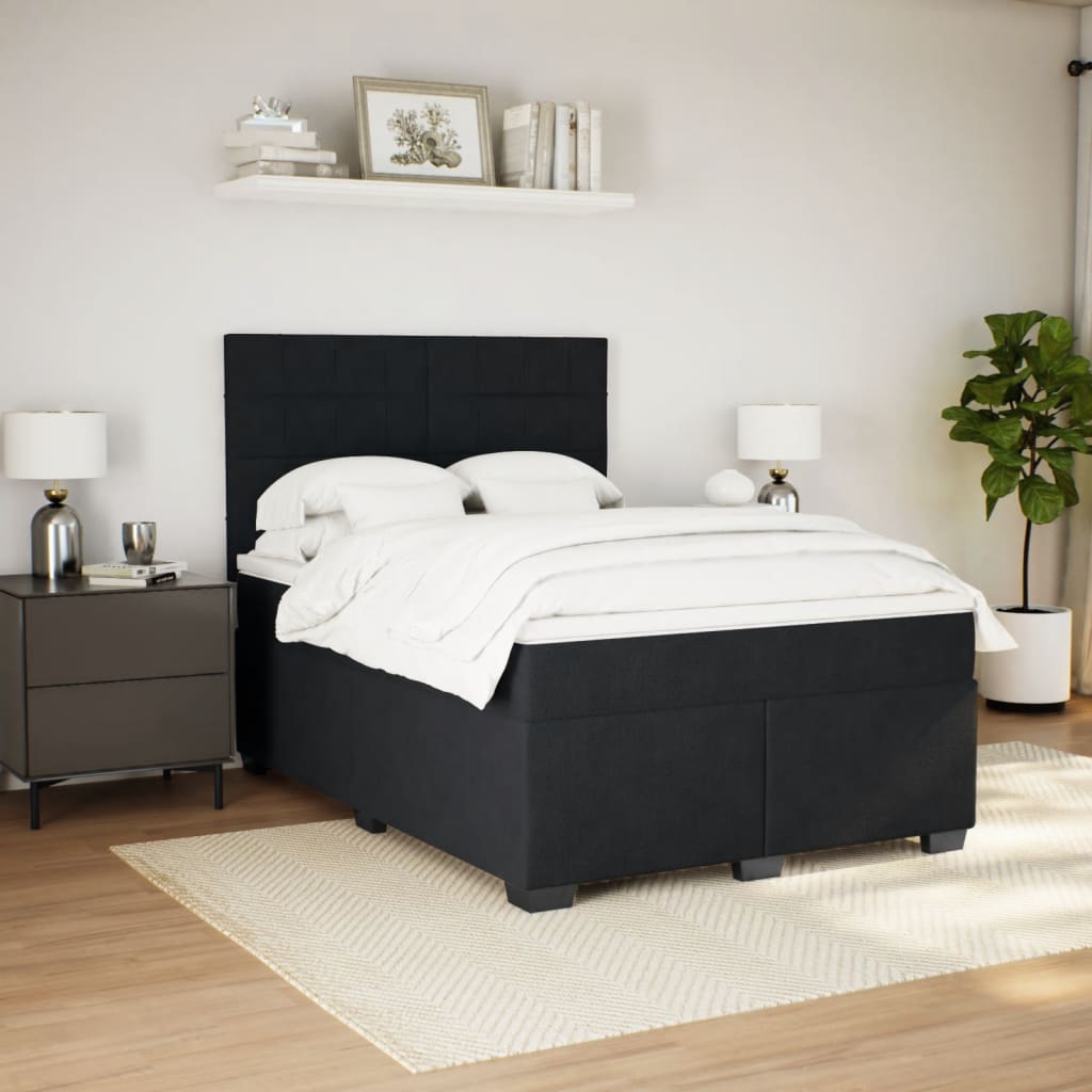 Sommier à lattes de lit avec matelas Noir 140x200 cm Velours - XIOS