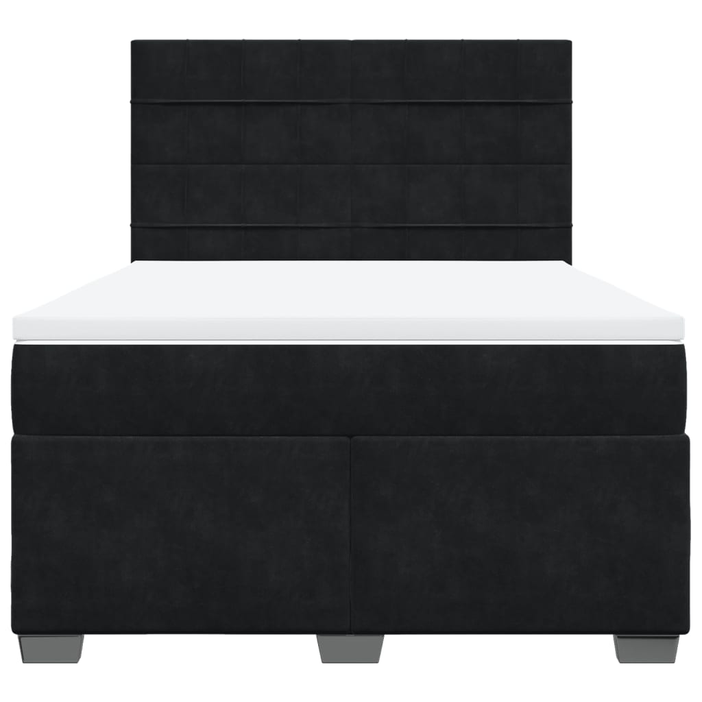 Sommier à lattes de lit avec matelas Noir 140x200 cm Velours - XIOS