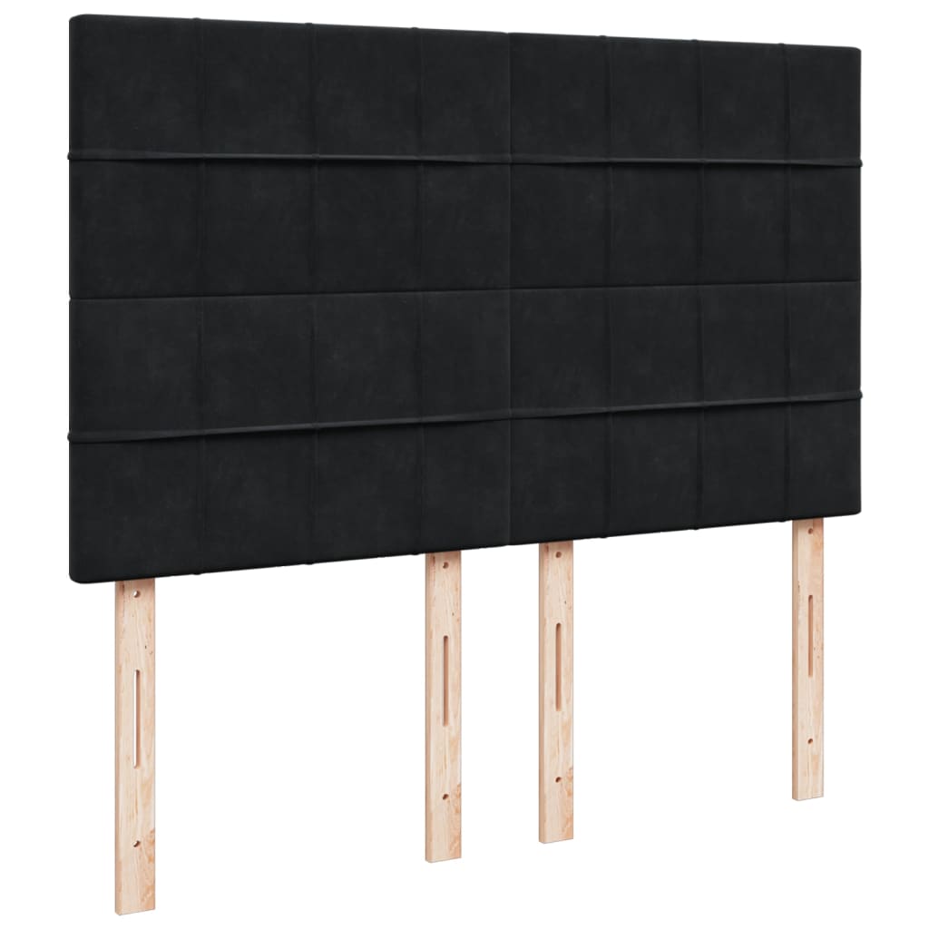 Sommier à lattes de lit avec matelas Noir 140x200 cm Velours - XIOS