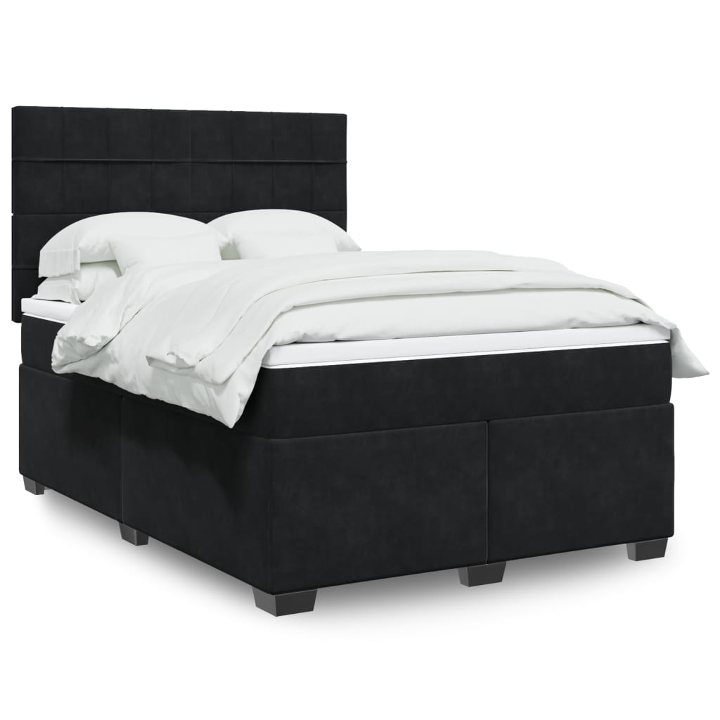 Sommier à lattes de lit avec matelas Noir 140x200 cm Velours - XIOS