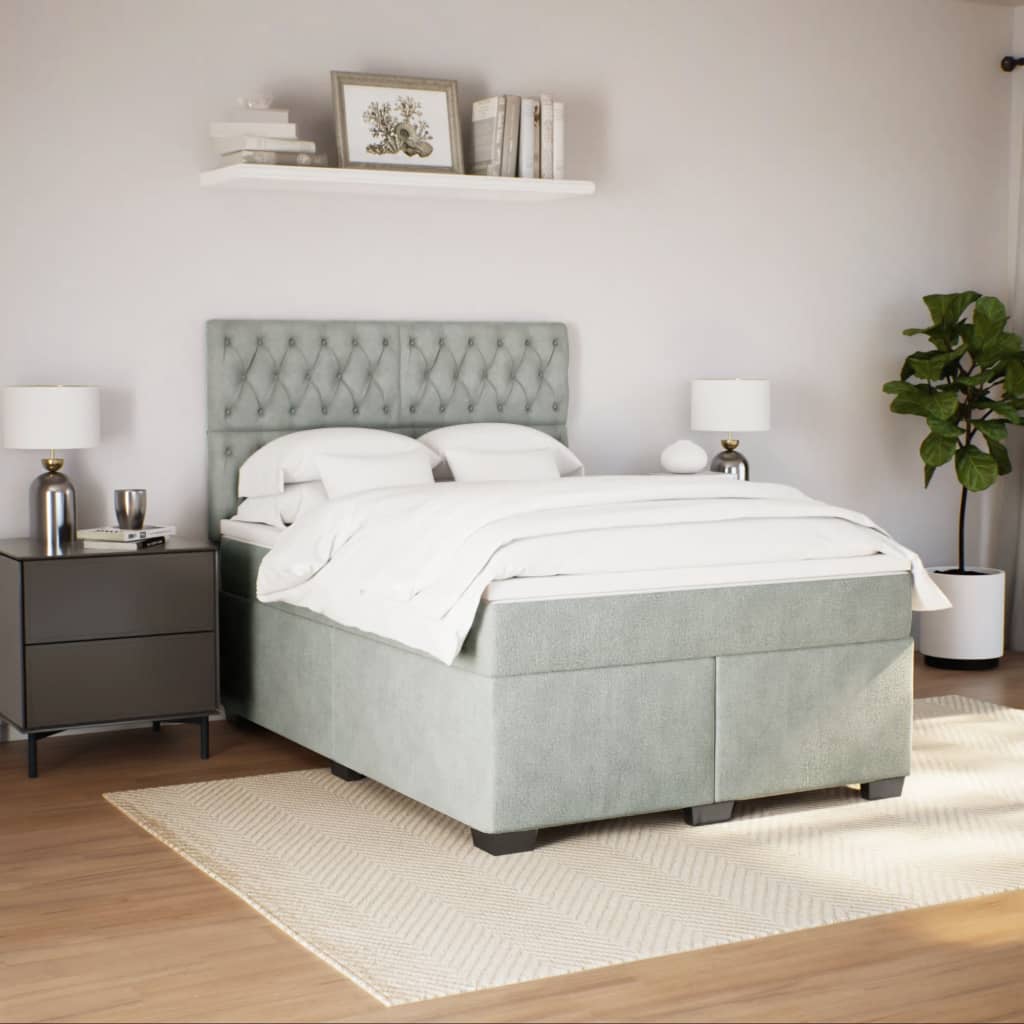 Sommier à lattes de lit et matelas Gris clair 140x200cm Velours - XIOS