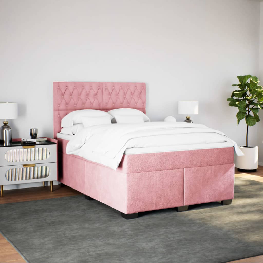 Sommier à lattes de lit avec matelas Rose 140x200 cm Velours - XIOS