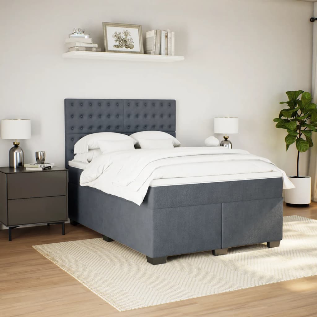 Sommier à lattes de lit et matelas Gris foncé 140x200cm Velours - XIOS