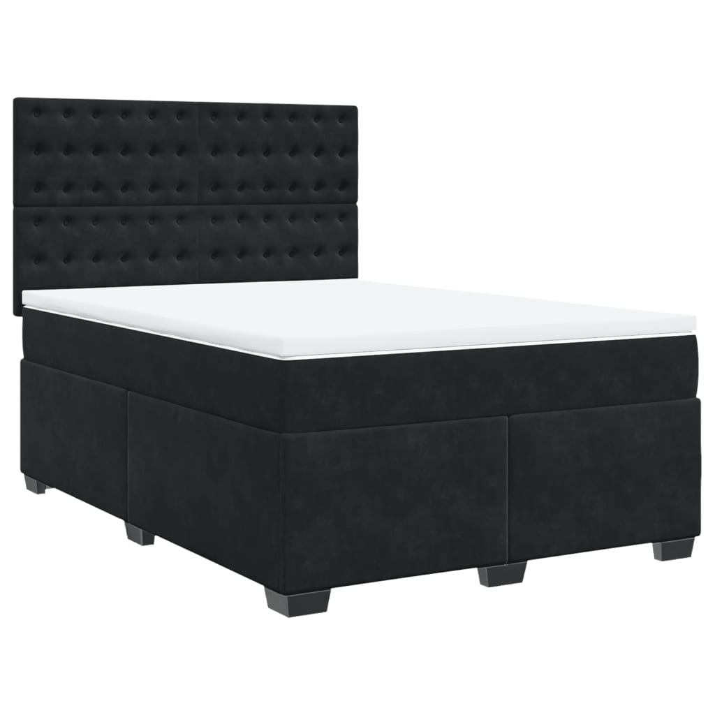 Sommier à lattes de lit avec matelas Noir 140x200 cm Velours - XIOS