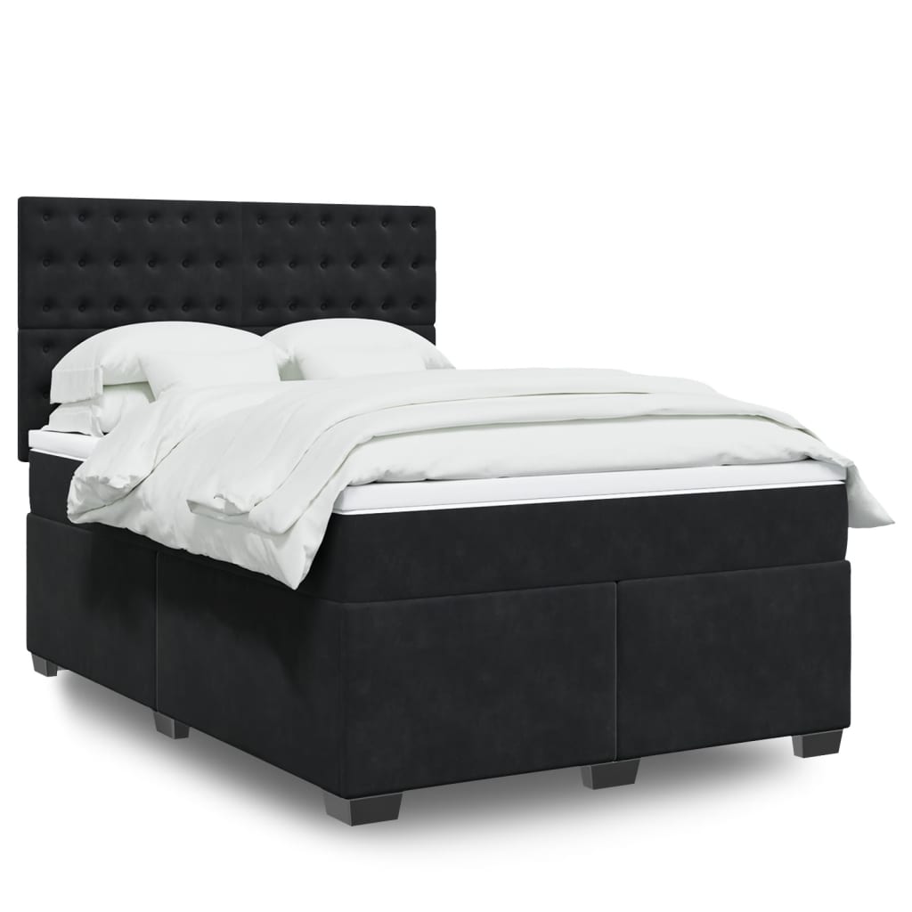 Sommier à lattes de lit avec matelas Noir 140x200 cm Velours - XIOS