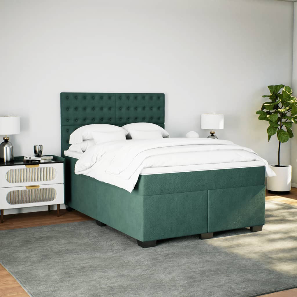 Sommier à lattes de lit et matelas Vert foncé 140x200cm Velours - XIOS