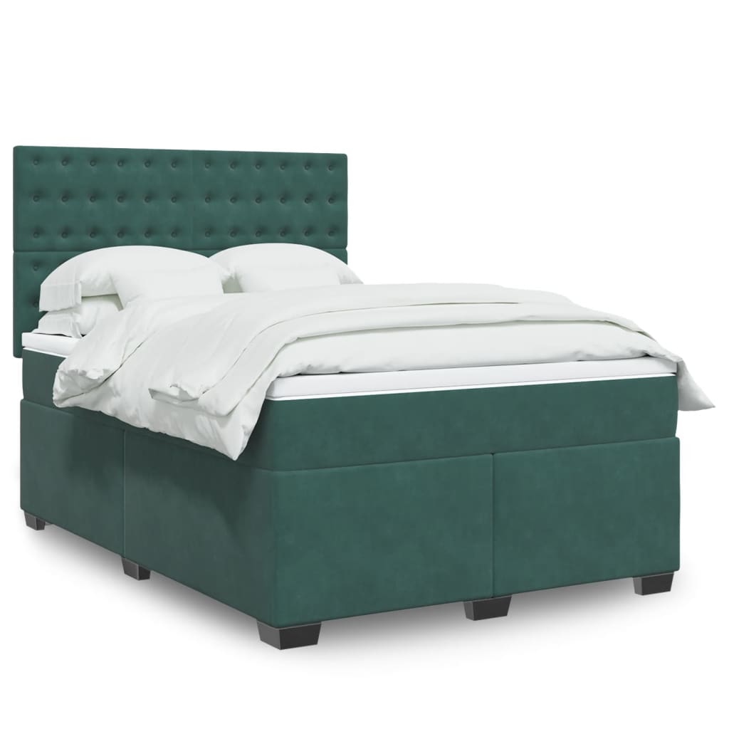 Sommier à lattes de lit et matelas Vert foncé 140x200cm Velours - XIOS