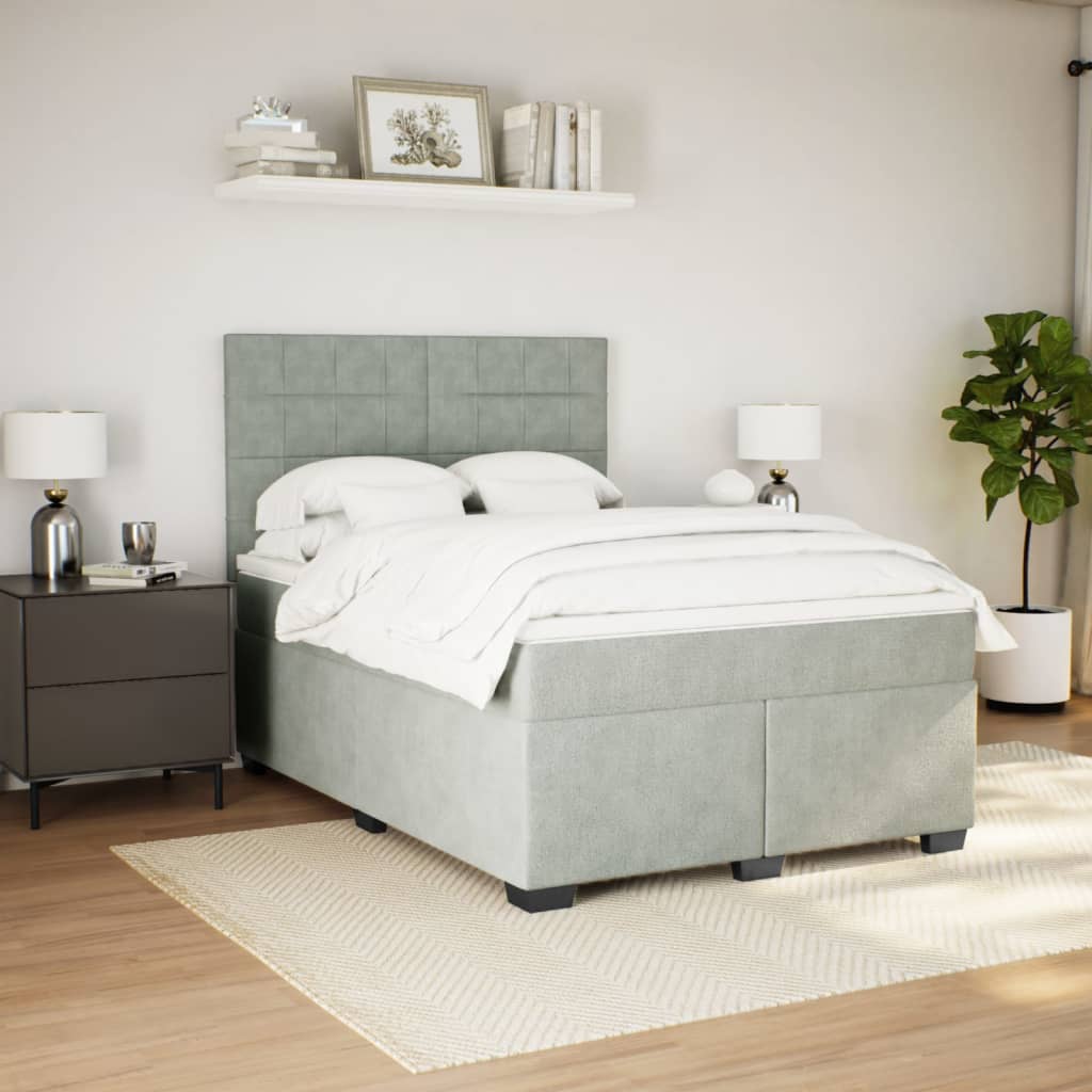 Sommier à lattes de lit et matelas Gris clair 160x200cm Velours - XIOS