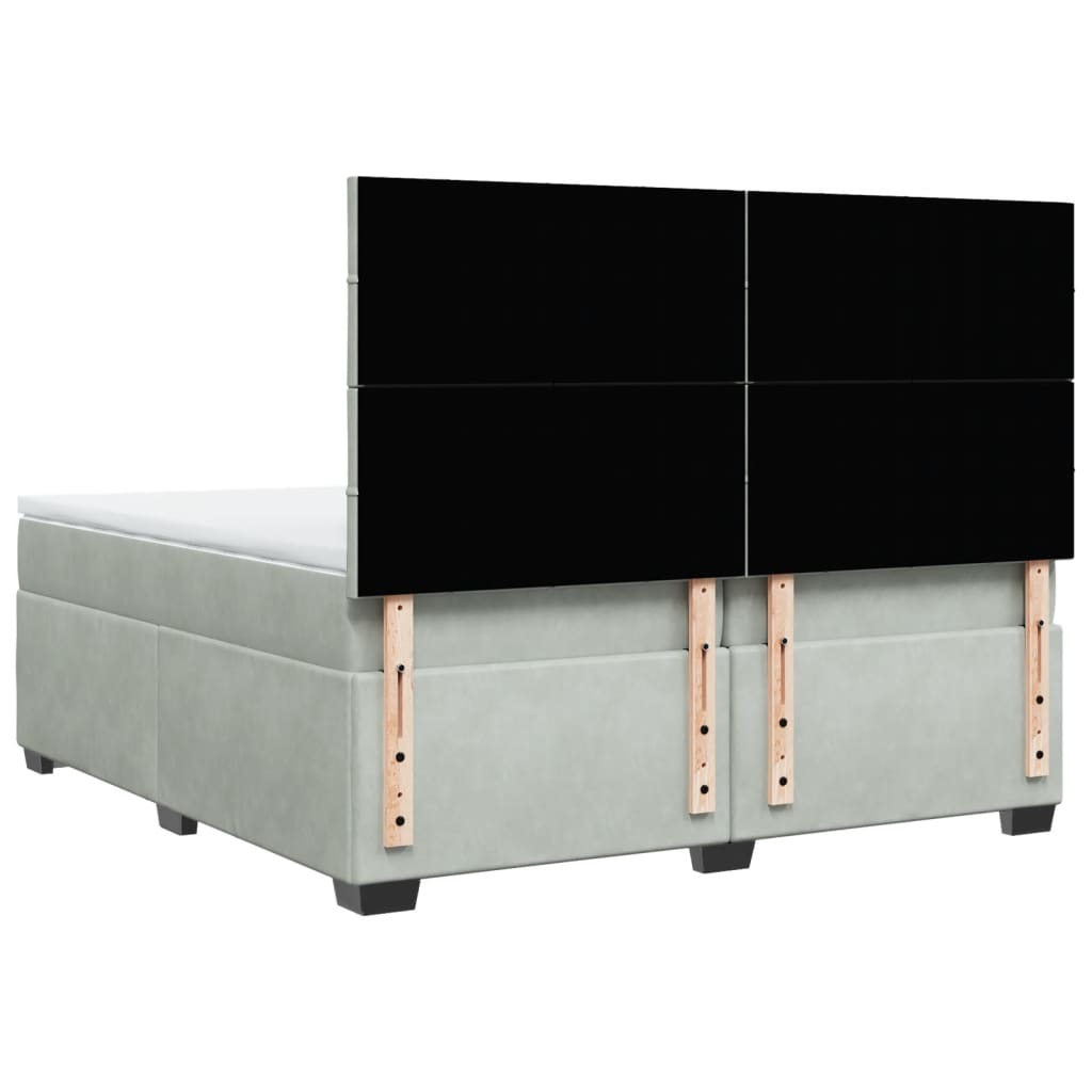 Sommier à lattes de lit et matelas Gris clair 200x200cm Velours - XIOS