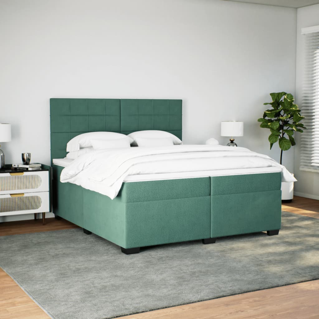 Sommier à lattes de lit et matelas Vert foncé 200x200cm Velours - XIOS